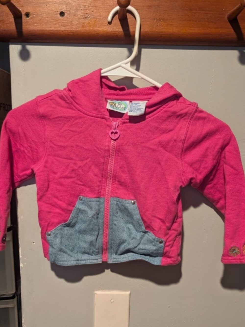 Vintage No kidding Y2K Girls Pink Jacket Embellished Hearts And Flowers Size 4t